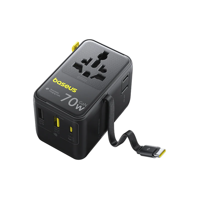 Baseus EnerCore CG11 70W GaN Universal Travel Adapter with Retractable Cable - Image 3